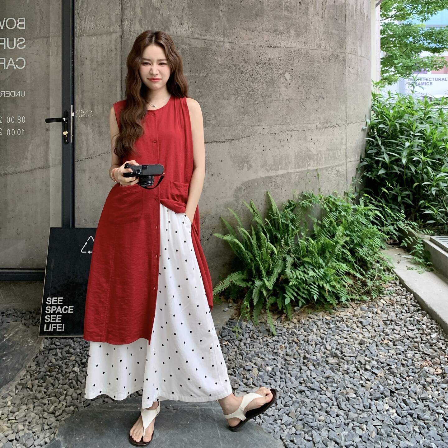 红色无袖衬衫连衣裙套装女夏2025新款小清新爆款流行两件套超火,女装套装/套裙,2C290
