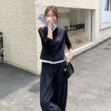高级感气质条纹休闲套装女2025春秋新款显瘦西装马甲阔腿裤两件套，女装套装/套裙，2C088