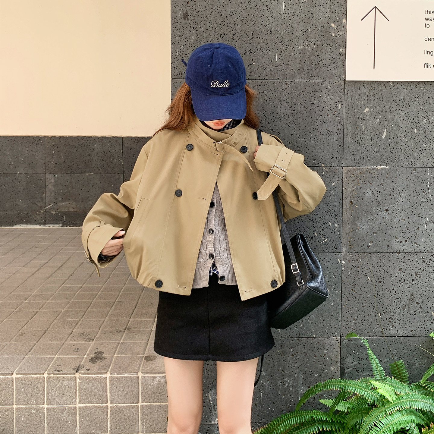 【新品现货】小个子短款卡其色风衣外套女5113-P145-K218,女装风衣,2C126