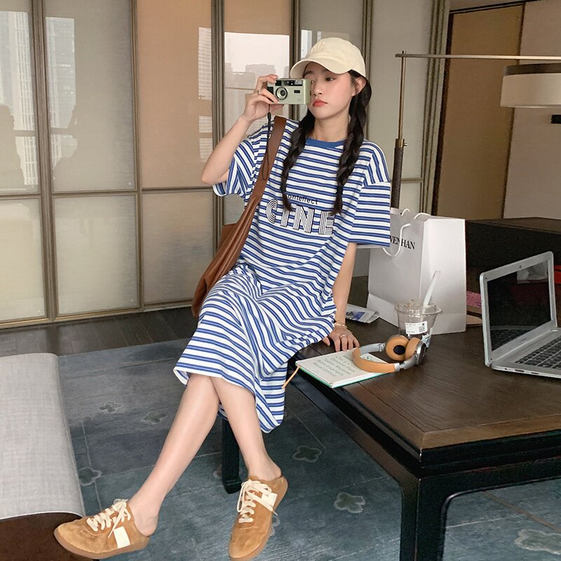 夏季3303款学院风三维logo设计连衣裙P90K138,女装连衣裙,2C333