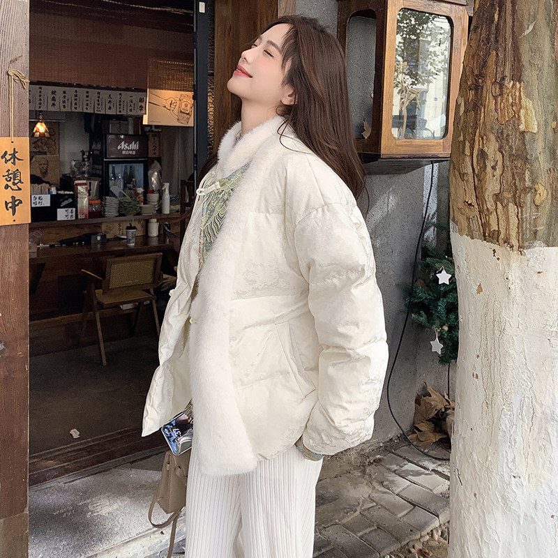 ！新品！新中式仿水貂毛刺绣羽绒服货号236-P339-K508,女装羽绒服,2C263