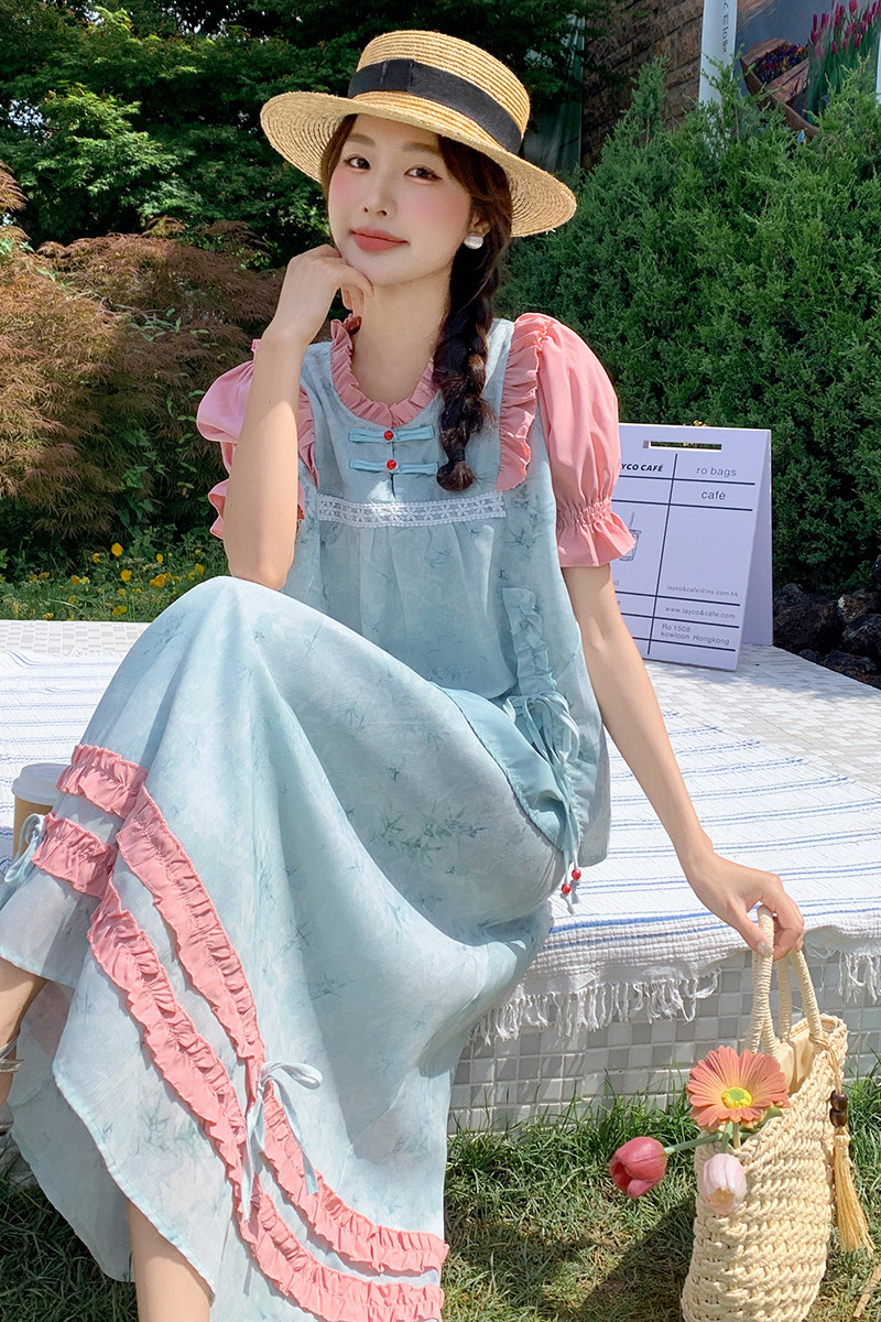 【数据好】法式小众拼色风盘扣两件套套裙P125K175,女装套装/套裙,2D148