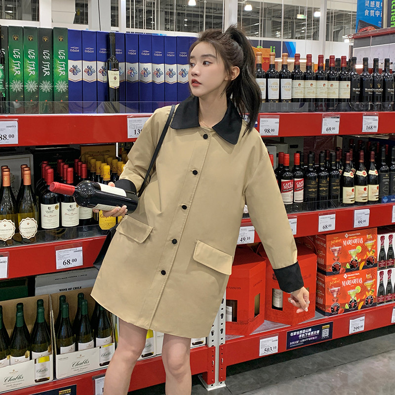 独特超好看卡其色中长款风衣外套女春秋2025年新款韩系高级感大衣,女装风衣,2C299