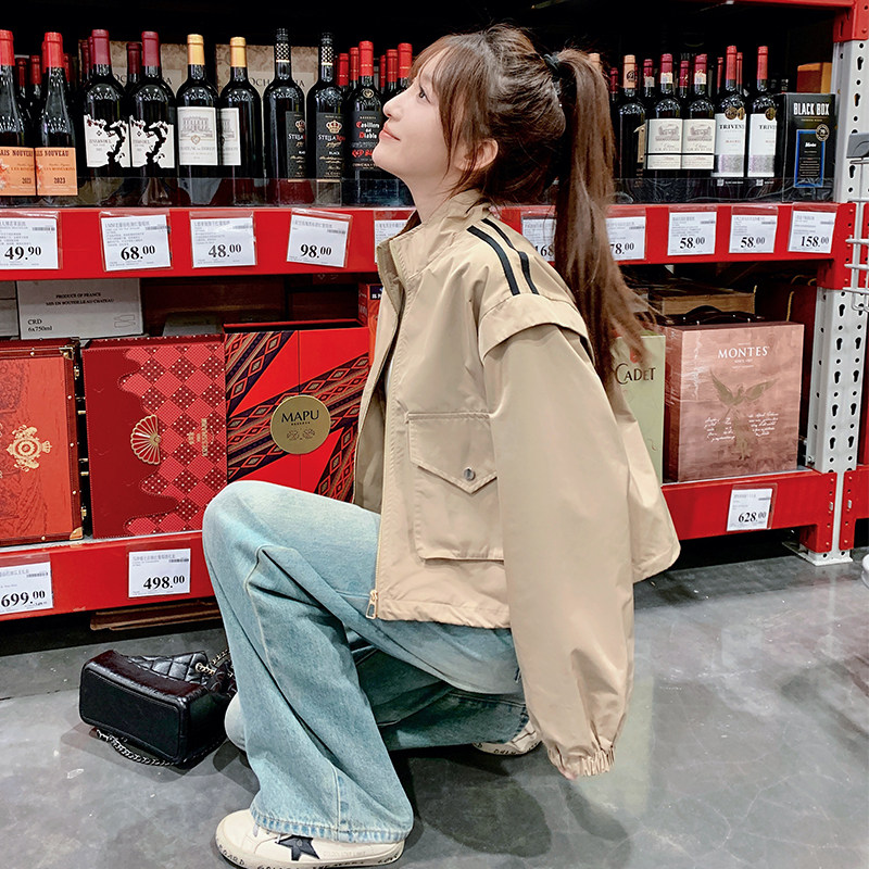 【现货】2026秋装织带立领卡其短外套2C056-3607-P125控178,女装短外套,2C056