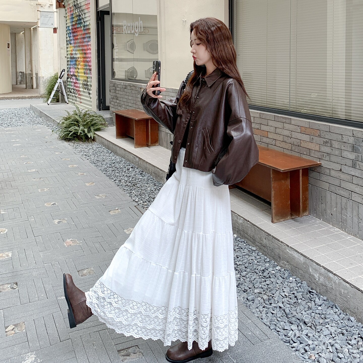 美式短款咖色机车服外套女春秋2025超火好看高级小众皮衣夹克上衣,女装皮衣,2C177