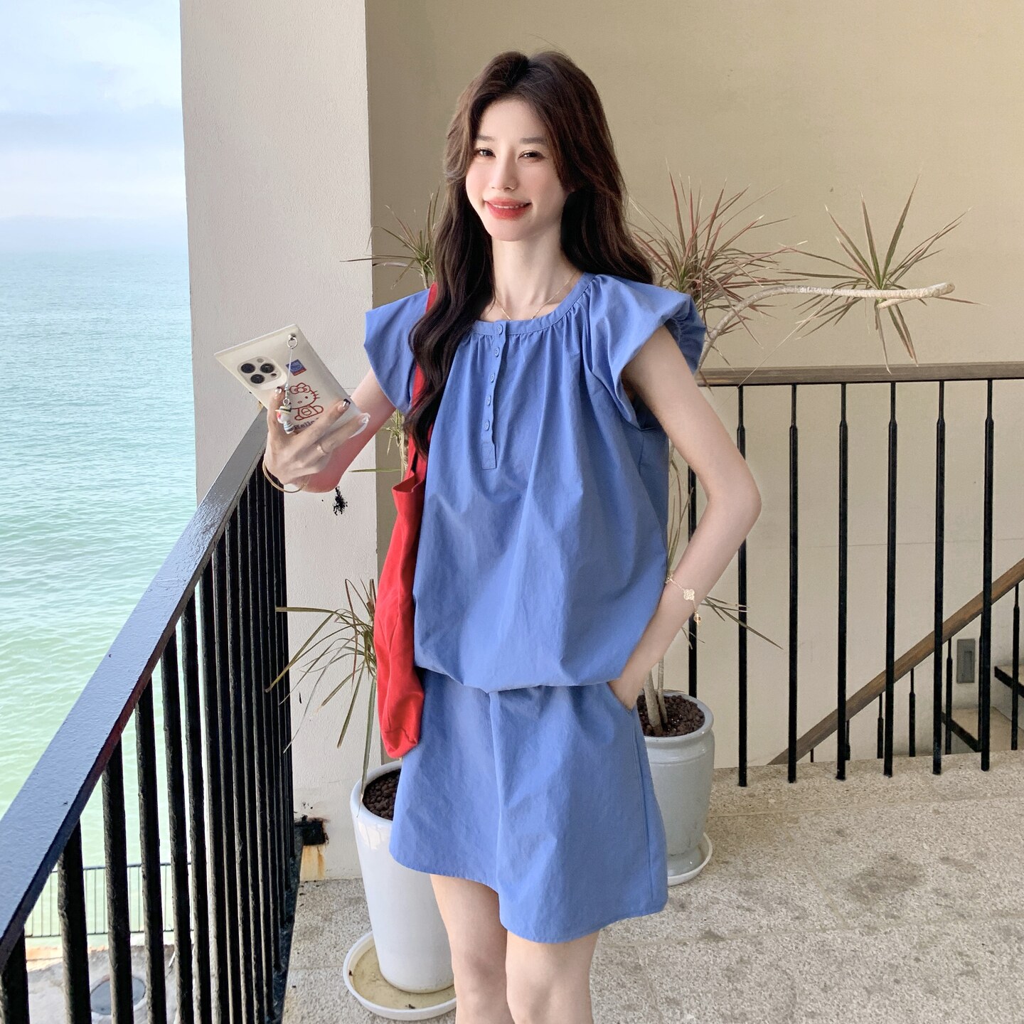 现货夏装新款时尚百搭花苞袖上衣＋短裙两件套2C135-8867P135L208,女装套装/套裙,2C135