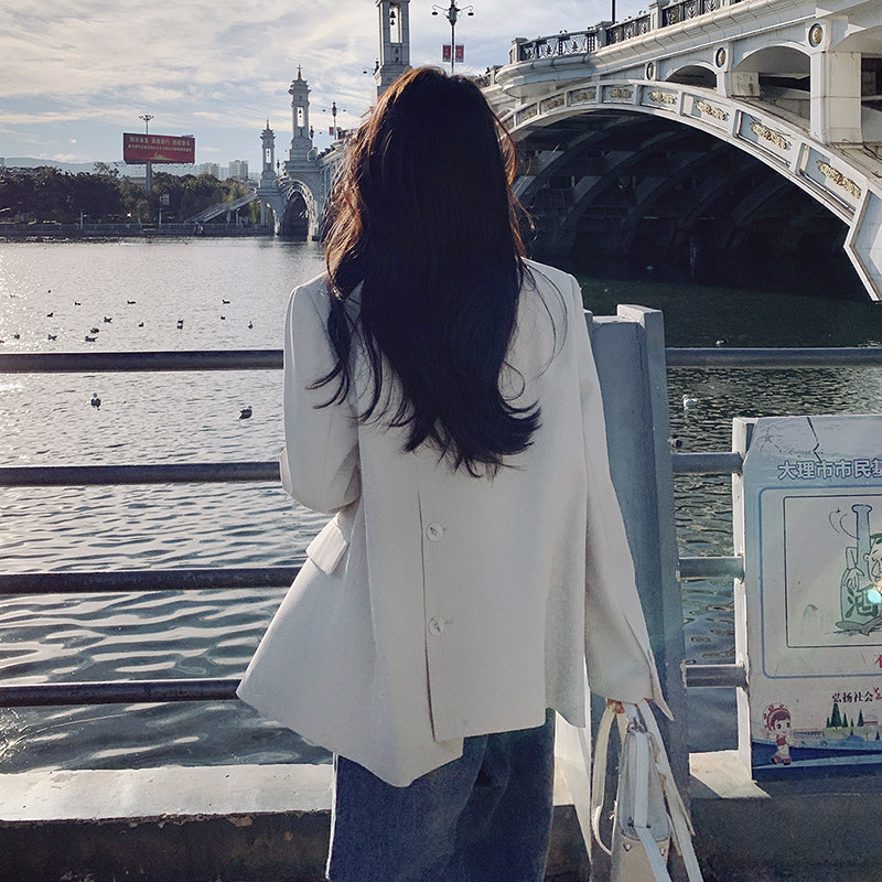 韩版时尚高级感休闲西装外套女2025春秋新款宽松显瘦气质西服上衣,女装西装,2C299