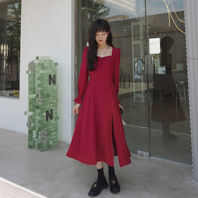现货2025秋季新款连衣裙红色黑色浙宝035/款号8801/P105/K158,女装连衣裙,2C053