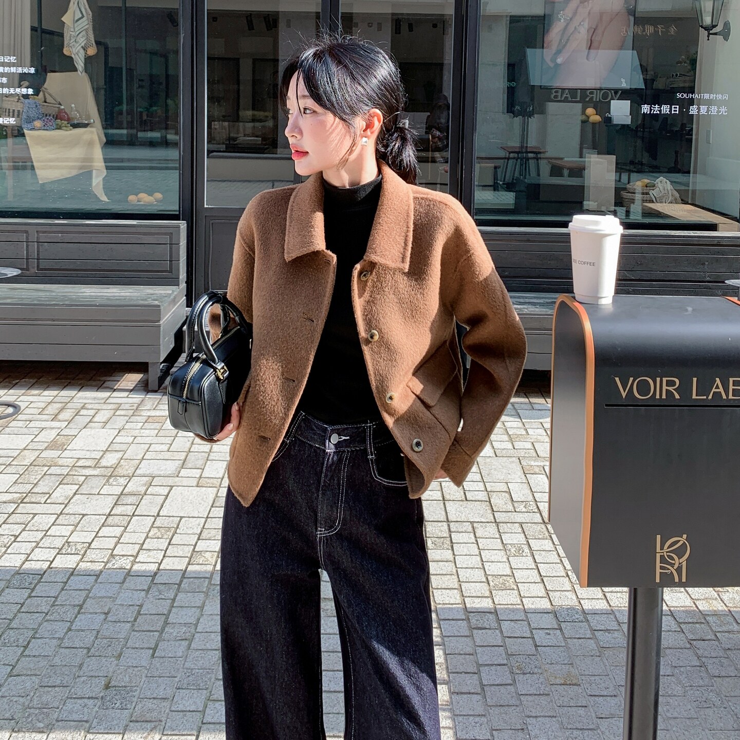 【现货】双面尼短款外套D208P215K298,女装毛呢外套,2D008
