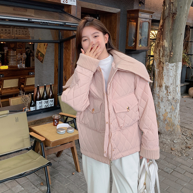 现货:冬装新款毛线大领子羽绒棉棉服2C135-2396P155K238图片