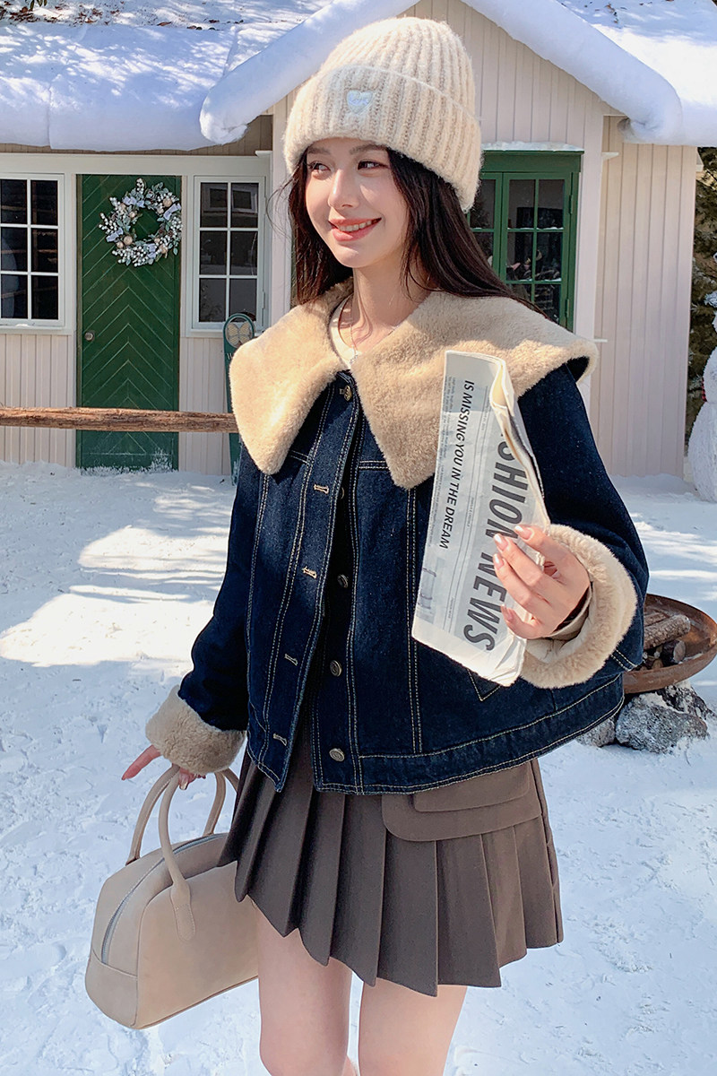 现货冬季新款韩系大翻领牛仔内胆羽绒服2C057-9952-P225-K328,女装羽绒服,2C057