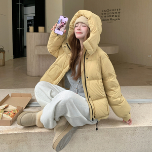 现货新款韩东大门加厚保暖羽绒服百搭连帽面包服女装外套图片