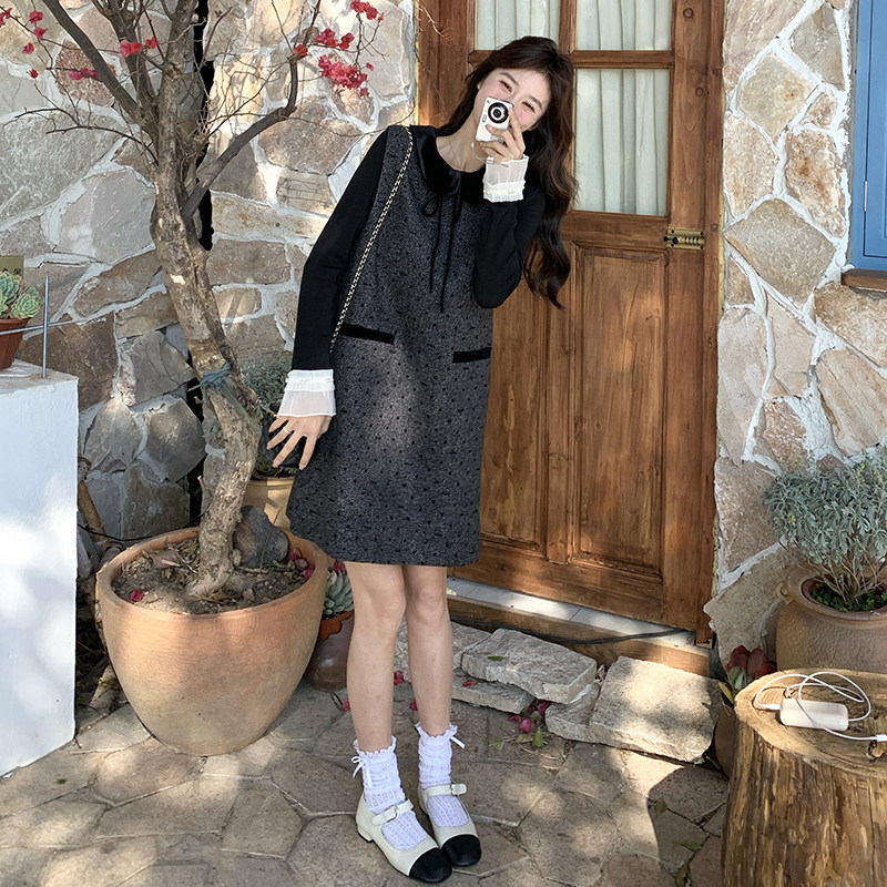 韩系波点背心连衣裙套装女2025春新款高级感洋气减龄小个子两件套,女装套装/套裙,2C166