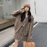 23冬装新品小香风格子夹棉加厚两件套套装2510-p175-k258，女装套装/套裙，2C159