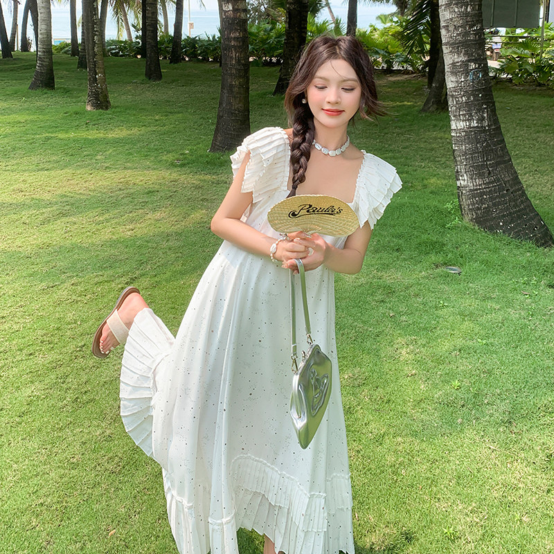 2C177-D52-P145-K208米白色设计感连衣裙女2025夏季新款时尚洋气,女装连衣裙,2C177
