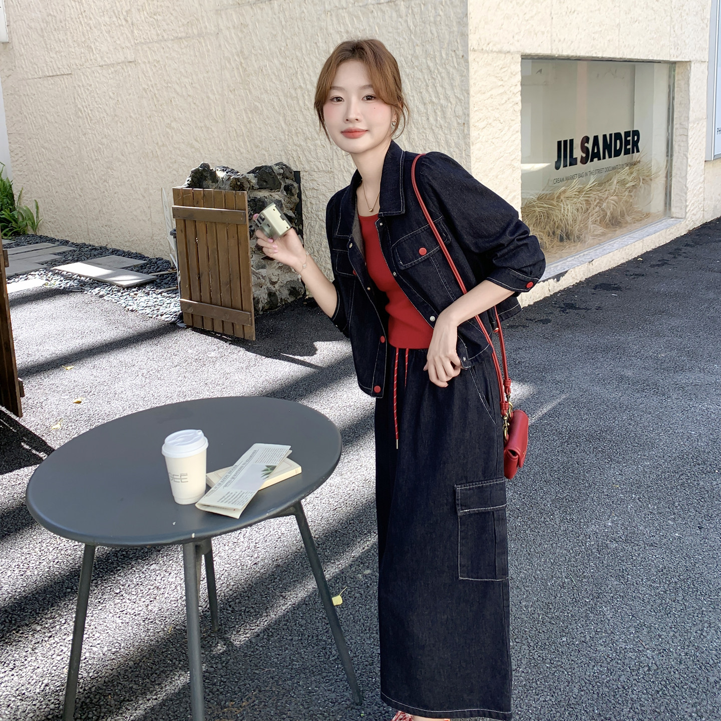 档口现货2025春秋女装新款蕾丝牛仔两件套连衣裙p170-k258,女装套装/套裙,2C266