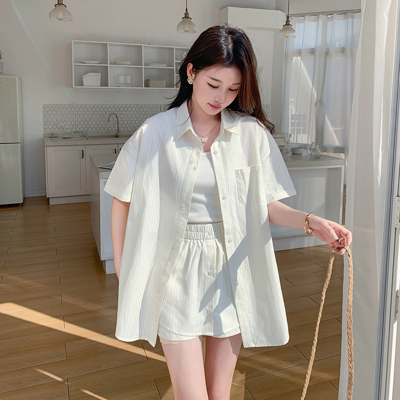 【新款现货】时尚经典条纹衬衫套装088-6610p135控188图片