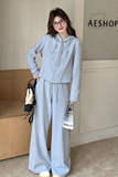 新品浅蓝色连帽开衫+休闲长裤两件套套装5829-P165-K248，女装套装/套裙，2C159