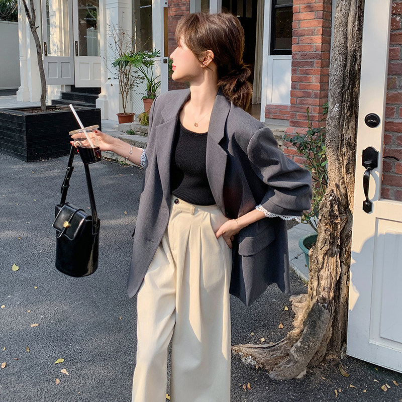蕾丝领西装外套2B081-6505-P155-K228春季新款韩版2026,女装西装,2B081