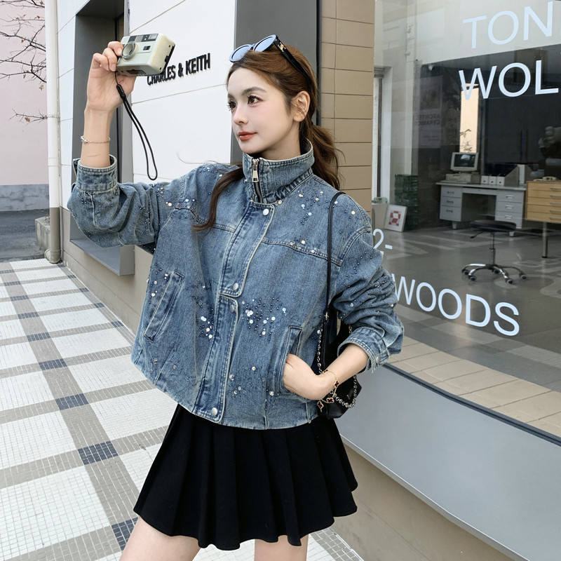已出货春装新款刺绣牛仔亮片外套2C098-2605P175K288,女装短外套,2C098