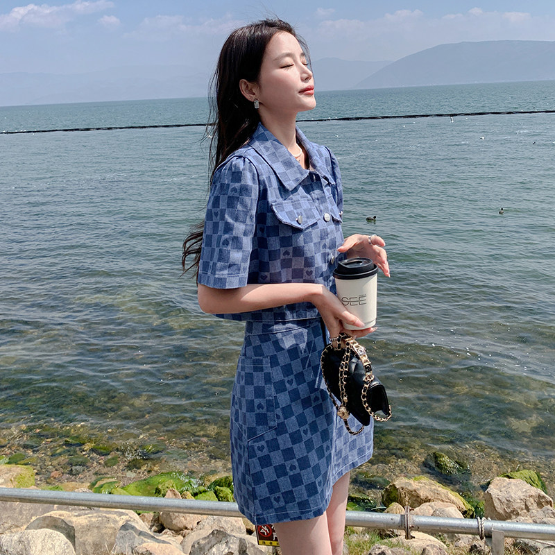 现货新款首上2C0287319P145K198夏季小香风牛仔两件薄款套装,女装套装/套裙,2C028