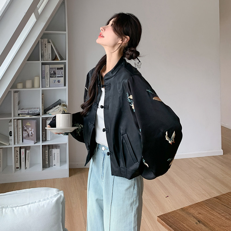 新款现货2025春季新款皮衣拼接刺绣外套098-815P155K218,女装短外套,2C098