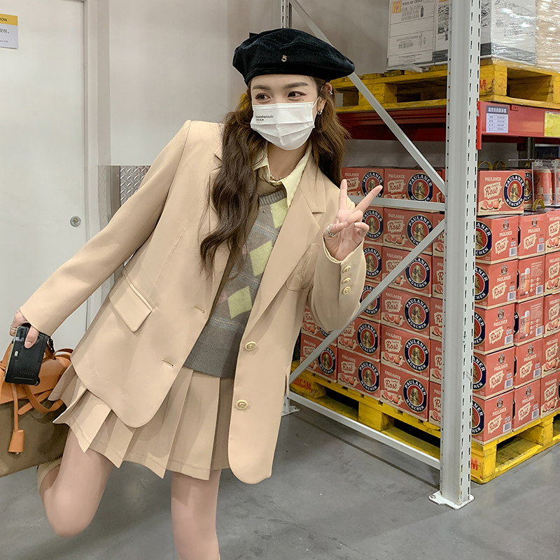 现货学院风西装百褶裙套装P165-K218,女装套装/套裙,2C299