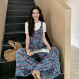 法式高级感宽松碎花背带裤女夏2025新款绝美今年流行松弛感连衣裤，女装连体裤，2C122