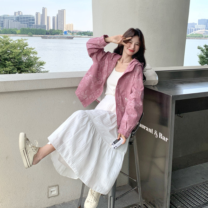 bao款现货2025新款秋装扎染粉休闲风衣外套266-p140-k205图片