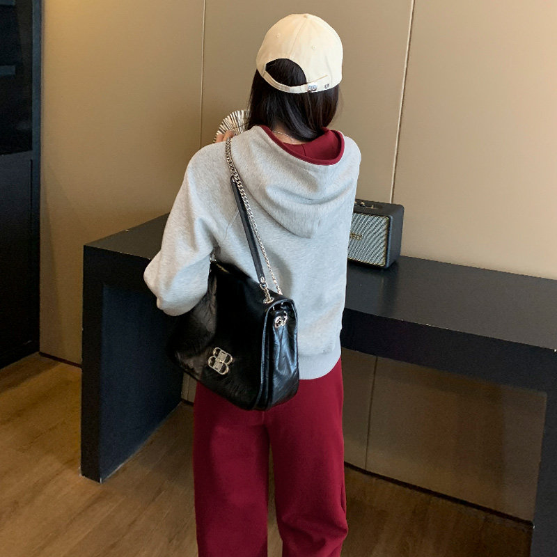 美女春季新款撞色连帽卫衣阔腿裤两件套显高显瘦,女装套装/套裙,2C310