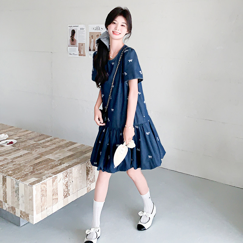 2025新款夏装刺绣牛仔连衣裙鱼尾裙2545-P135k198,女装连衣裙,2D009