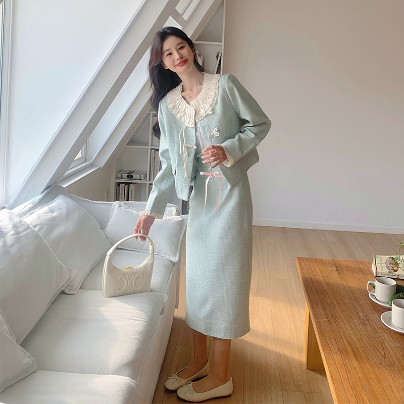 超火盐系轻熟穿搭小香风套装裙女春2025新款独特漂亮半身裙两件套,女装套装/套裙,2C203