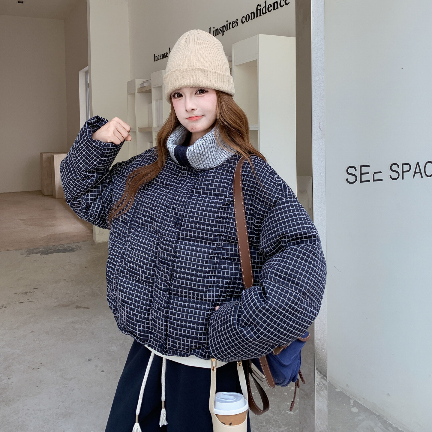 【】新标90绒学院风格子羽绒服女新款2C227/3351/P315K458,女装羽绒服,2C227