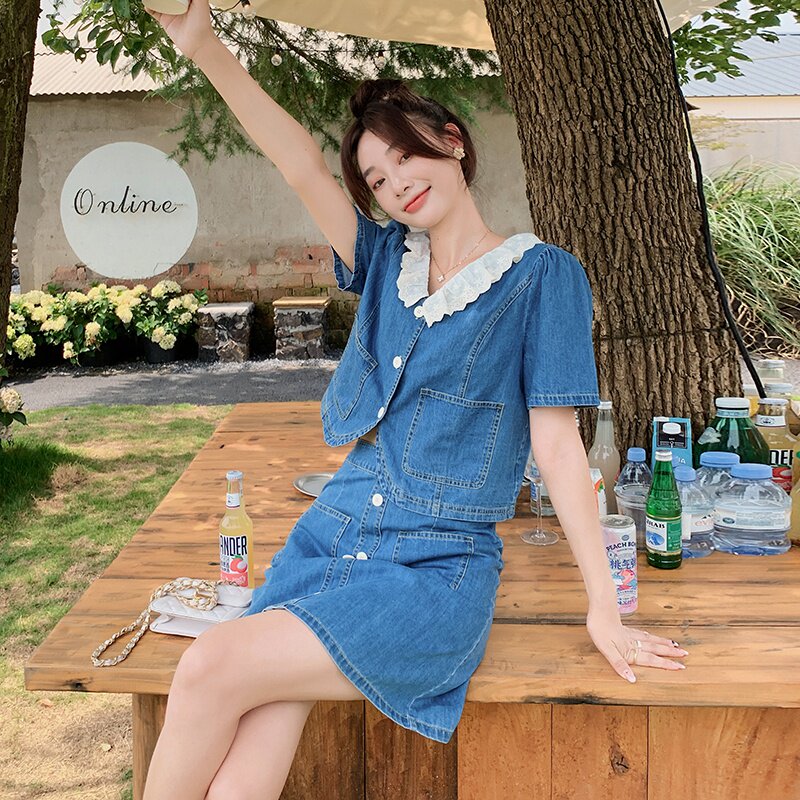 夏装新款两件套牛仔连衣裙5833-P120K178,女装连衣裙,2B080