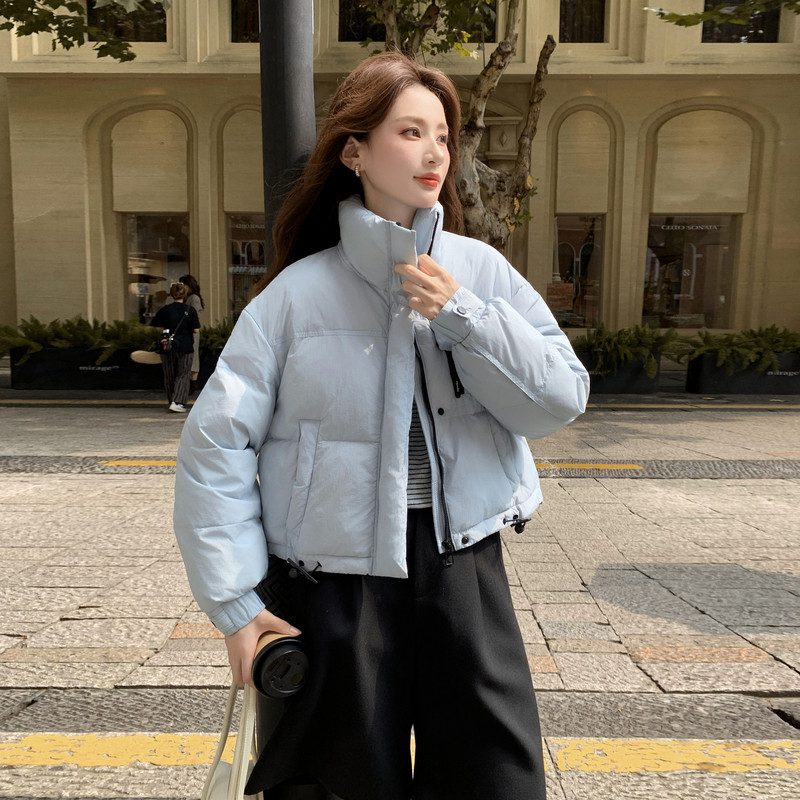新款羽绒服女短款韩版立领简约加厚小个子高级感面包服外套潮,女装羽绒服,2B114