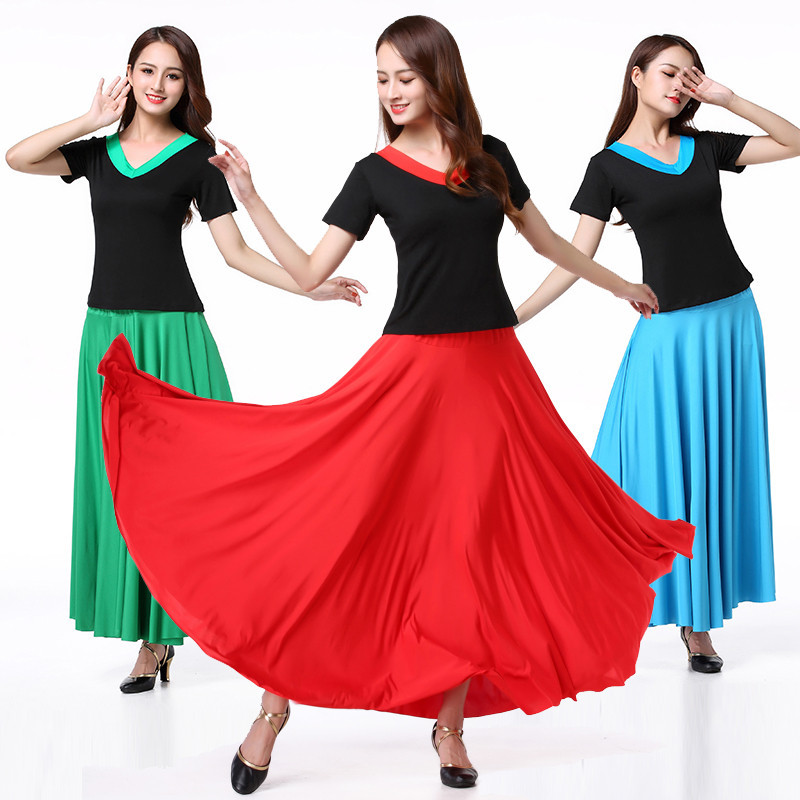 Square Dance Casual Wear New Suit Woman Middle Aged Dancing Clothes Summer Short Sleeves Large Size Latin dance Long dress