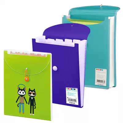 Fumigao A4 student paper bag Portable multi-layer file information bag edging wear-resistant plastic straight multi-card bag