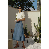 MICHELLYMO denim skirt womens long skirt A high waist slim versatile