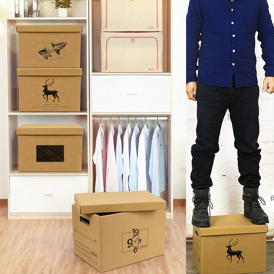 Student cute snack box Storage box Super hard paper box with lid Single cover Colorless paper finishing box with lid