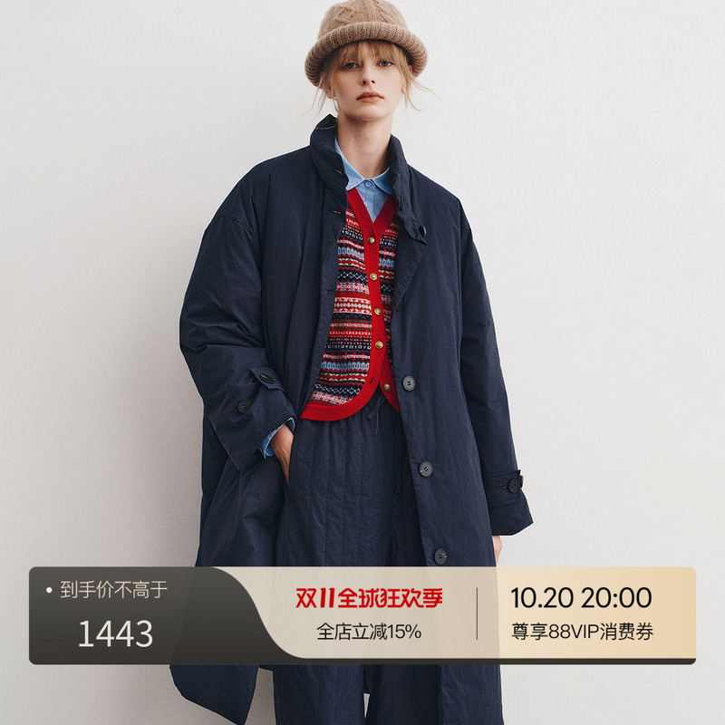 Kyle X Chong Collaboration <95 White Goose down Parka with Officer Collar Cotton Jacket > 60-Count Pima Cotton Coat