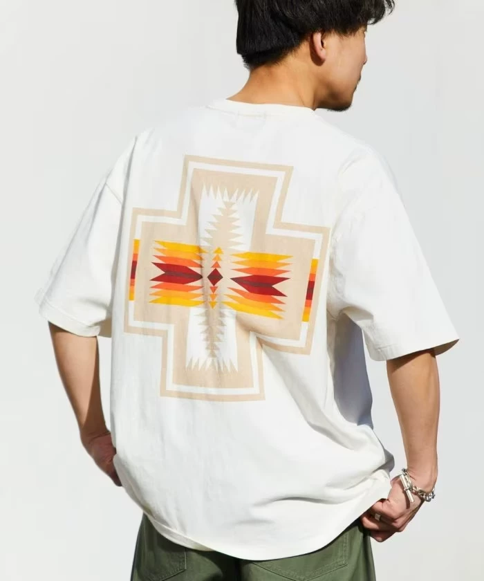 Кружка-spot FREAKS STORE × PENDLETON печатная свободная повседневная футболка с круглыми воротником и короткими рукавами