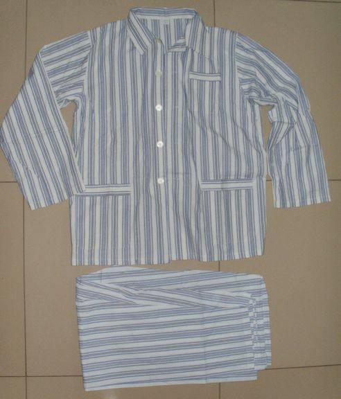 Cotton yarn-dyed summer sanitary trousers (one set) recuperation suit full set of cotton pajamas