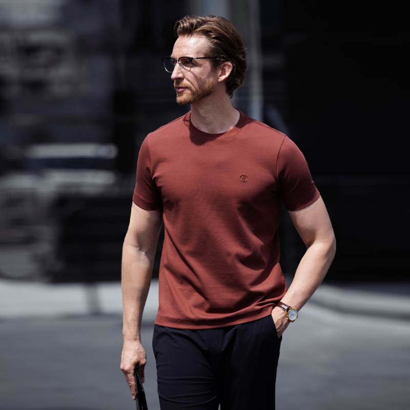 Trust Worthy J High-Quality Short-Sleeved T-Shirt for Men 2026 Summer New Business Casual Round Neck Pure Cotton T-Shirt