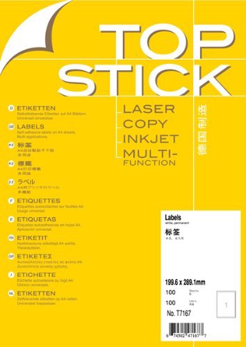 TOPSTICK Germany Top post T7167 A4-100 sheet of adhesive printed label paper 199 6x289 1mm-Taobao