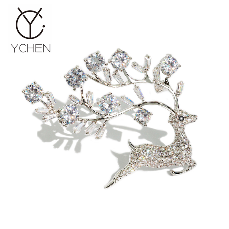 Tất cả các cách để bạn YCHEN Giáng sinh loạt Hàn Quốc pha lê nai sừng tấm sáng tạo phù hợp với khí chất trang trí pin nữ cài áo công sở đẹp