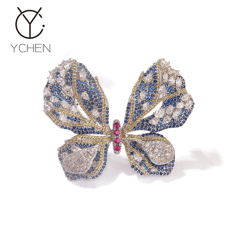 Faculty Festival Gift upscale Extravagant Colorful Butterfly Brooch Woman Temperament Full Zircons Big Coat Pins Autumn Winter New Breasts-Taobao
