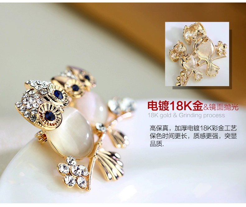 YCHEN Baroque Owl Nhân tạo Opal Corsage Trâm Nữ Thời trang Hàn Quốc Áo len Pin Phụ kiện khóa