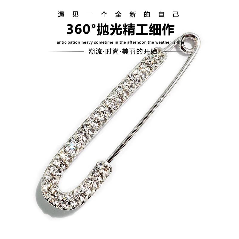 Đơn giản rhinestone lớn pin khóa đồ trang sức Phụ kiện thời trang Hàn Quốc nam và nữ khăn choàng quần áo cardigan áo trâm cài ghim cài cổ áo sơ mi nam