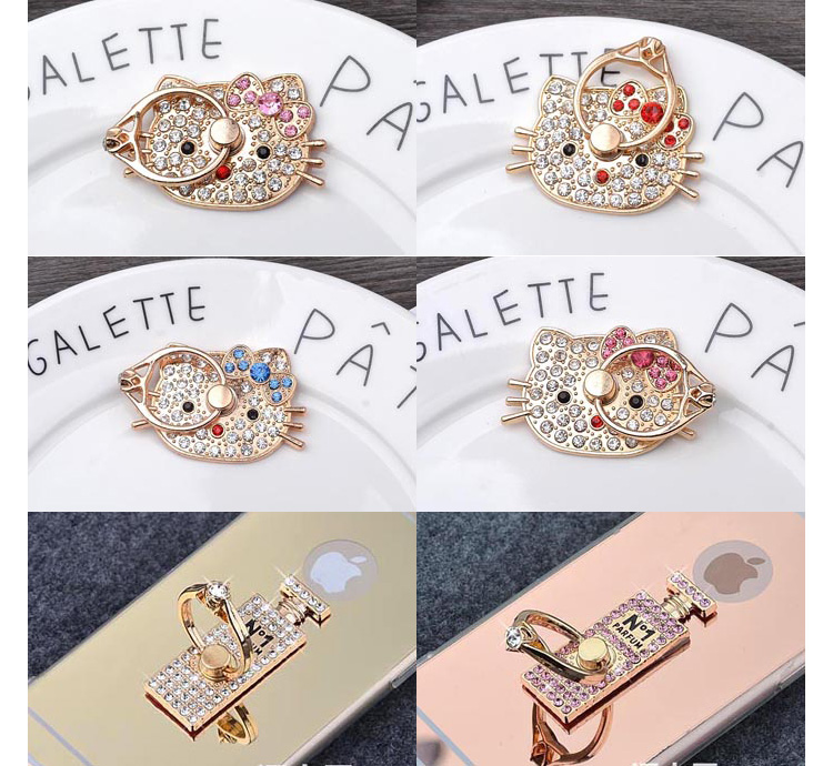 Phim hoạt hình kim loại rhinestone vòng khóa chống-grab chống mất lười biếng khung điện thoại di động phụ kiện nữ mô hình đa chức năng bán buôn