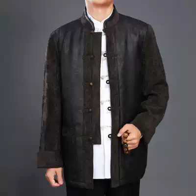 befocus long upscale xiang yun sha Chinese cotton-padded clothes ethnic men's winter Tang suit Chinese men's clothing plus cotton-padded jacket